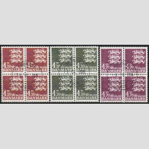 FRIMRKER DANMARK | 1980 - AFA 707,793,723 - Rigsvben - 3 stk. gode 4-blokke - Lux Stemplet 