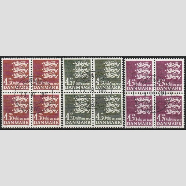 FRIMRKER DANMARK | 1980 - AFA 707,793,723 - Rigsvben - 3 stk. gode 4-blokke - Lux Stemplet 