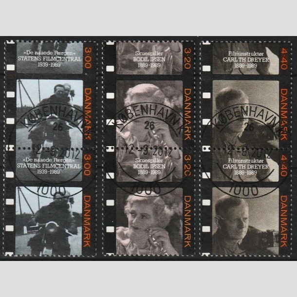 FRIM�RKER DANMARK | 1989 - AFA 946-48 - Dansk film - S�t i lodrette parstykker - Lux Stemplet