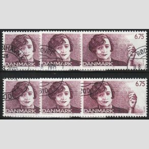 FRIM�RKER DANMARK | 1999 - AFA 1215 - Dansk revy - 6 stk. x 6,75 Kr. lilla - P�nt Stemplet 