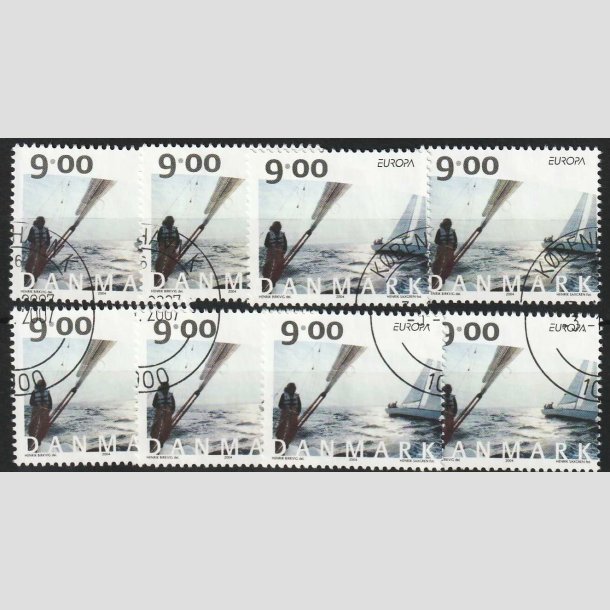 FRIM�RKER DANMARK | 2004 - AFA 1397 - Cykel- og sejlerferie - 9,00 Kr. x 8 stk. - P�nt stemplet