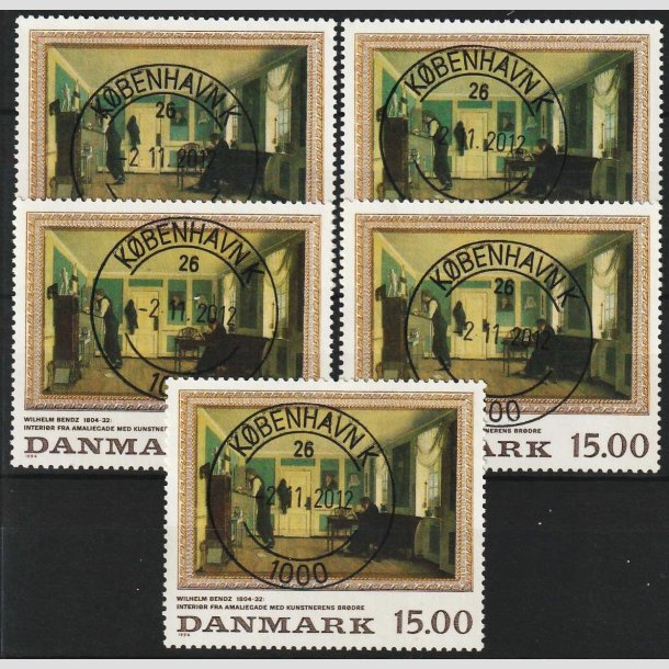 FRIM�RKER DANMARK | 1994 - AFA 1082 - Maleriserie 7 - 15,00 Kr. x 5 - Lux Stemplet 