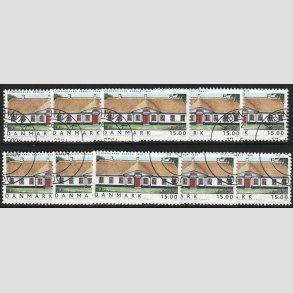 FRIM�RKER DANMARK | 2003 - AFA 1360 - Danske boliger II. - 15,00 Kr. x 10 stk.- P�nt hj�rnestemplet