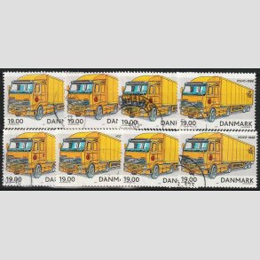 FRIM�RKER DANMARK | 2002 - AFA 1324 - Postk�ret�jer - 19,00 Kr. x 8 stk. - Stemplet