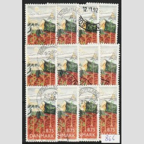 FRIM�RKER DANMARK | 1992 - AFA 1022 - Natur, Milj� og udvikling - 8,75 Kr. x 12 stk. - P�nt Stemplet