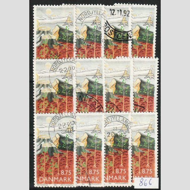FRIM�RKER DANMARK | 1992 - AFA 1022 - Natur, Milj� og udvikling - 8,75 Kr. x 12 stk. - P�nt Stemplet