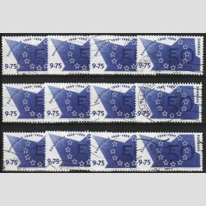 FRIM�RKER DANMARK | 1999 - AFA 1211 - Europar�det 50 �r - 9,75 Kr. bl� x 12 stk. - P�nt stemplet