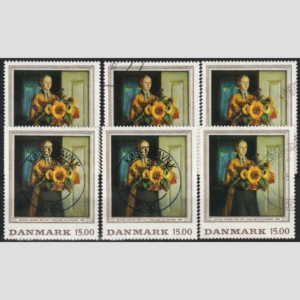 FRIM�RKER DANMARK | 1996 - AFA 1132 - Michael Ancher - 15,00 Kr. x 6 stk. - P�nt Stemplet