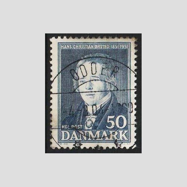 FRIM�RKER DANMARK | 1951 - AFA 330 - Hans Christian �rsted - 50 �re bl� - Lux Stemplet