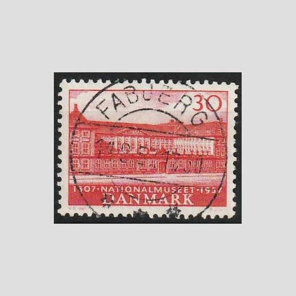 FRIM�RKER DANMARK | 1957 - AFA 370 - Nationalmuseets 150 �r - 30 �re r�d - Pragt Stemplet