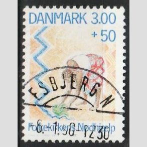 FRIM�RKER DANMARK | 1988 - AFA 907 - Folkekirkens N�dhj�lp - 3,00 Kr. + 50 �re - Pragt Stemplet