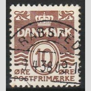 FRIM�RKER DANMARK | 1937 - AFA 235 - B�lgelinie 10 �re brun - Pragt Stemplet Rabsted