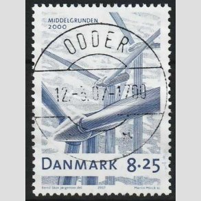 FRIM�RKER DANMARK | 2007 - AFA 1495 - Danske vindm�ller - 8,25 Kr. bl� - Lux Stemplet Odder