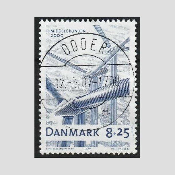 FRIM�RKER DANMARK | 2007 - AFA 1495 - Danske vindm�ller - 8,25 Kr. bl� - Lux Stemplet Odder