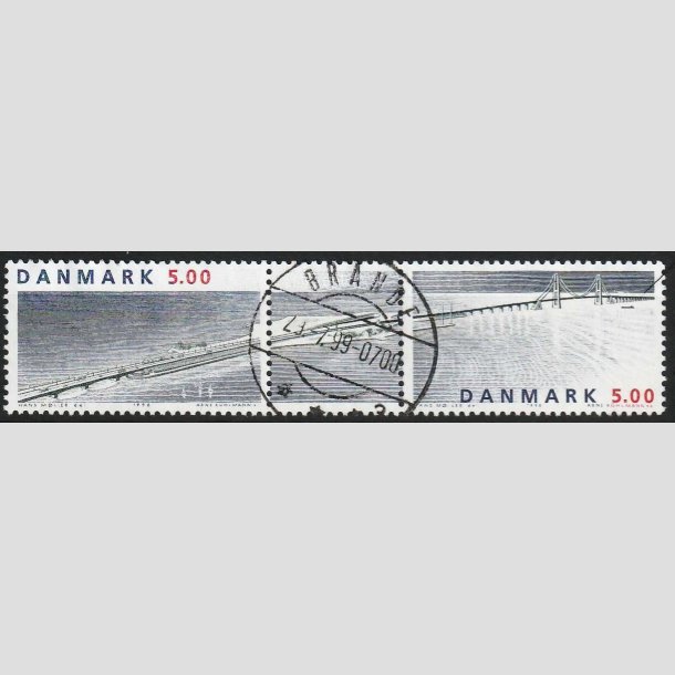 FRIM�RKER DANMARK | 1998 - AFA 1174-75 - Sammentryk med vignet - 5,00 Kr. - Lux Stemplet Brande