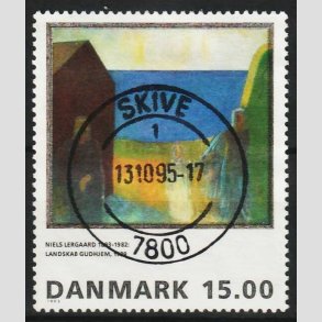 FRIM�RKER DANMARK | 1995 - AFA 1100 - Niels Lergaard - 15,00 Kr. flerfarvet - Pragt Stemplet Skive