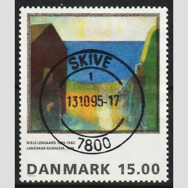 FRIM�RKER DANMARK | 1995 - AFA 1100 - Niels Lergaard - 15,00 Kr. flerfarvet - Pragt Stemplet Skive