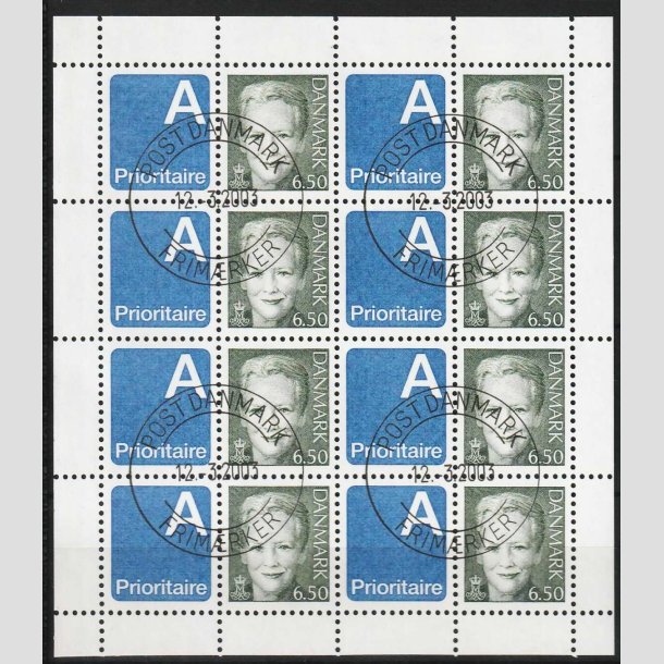 FRIM�RKER DANMARK | 2003 - AFA 1305v (SM�ARK NR. 11) - Dr. Margrethe - 6,50 kr. x 8 - Pragt stemplet