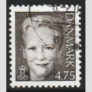 FRIM�RKER DANMARK | 2002 - AFA 1304 - Dronning Margrethe II - 4,75 kr. sortbrun - P�nt Stemplet