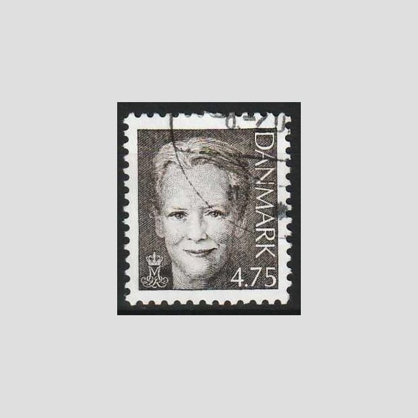 FRIM�RKER DANMARK | 2002 - AFA 1304 - Dronning Margrethe II - 4,75 kr. sortbrun - P�nt Stemplet