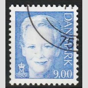 FRIM�RKER DANMARK | 2009 - AFA 1561 - Dronning Margrethe II - 9,00 kr. bl� - P�nt Stemplet