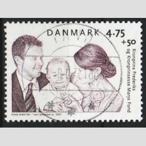 FRIM�RKER DANMARK | 2007 - AFA 1496 - Kronprinseparrets fond - 4,75 + 0,50 Kr. - Pragt Stemplet Fan�