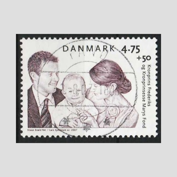 FRIM�RKER DANMARK | 2007 - AFA 1496 - Kronprinseparrets fond - 4,75 + 0,50 Kr. - Pragt Stemplet Fan�