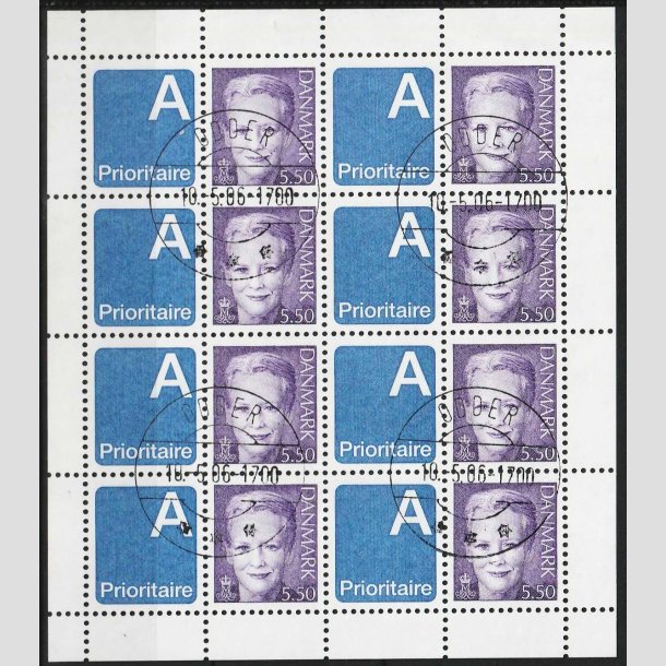 FRIM�RKER DANMARK | 2003 - AFA 1247v (SM�ARK NR. 10) - Dr. Margrethe - 5,50 kr. x 8 - Lux stemplet
