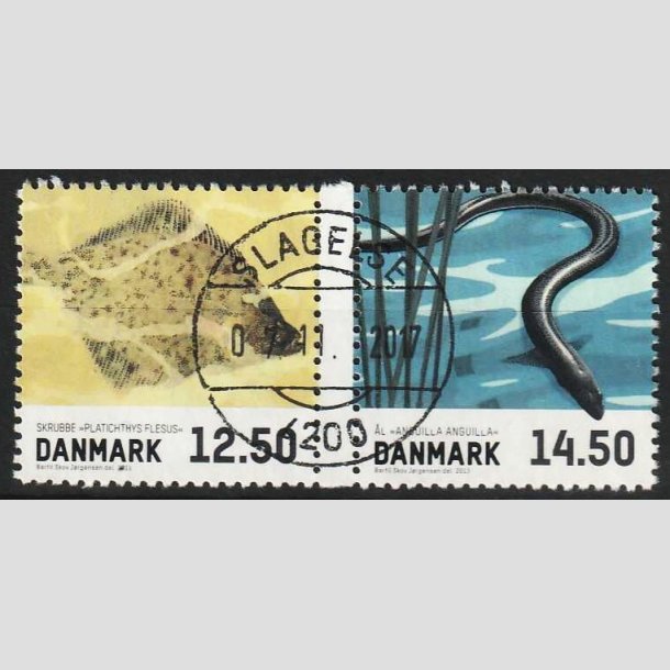 FRIM�RKER DANMARK | 2013 - AFA 1728+1729 - Fisk - skrubbe+�l par - Pragt Stemplet