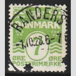 FRIM�RKER DANMARK | 1926-30 - AFA 167 - B�lgelinie 7 �re lysgr�n - Lux Stemplet 
