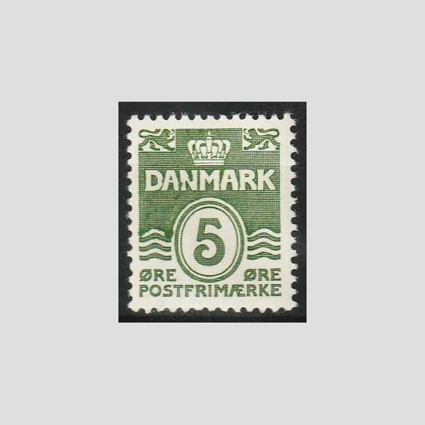 FRIM�RKER DANMARK | 1937-38 - AFA 234 - B�lgelinie 5 �re gr�gr�n - Postfrisk
