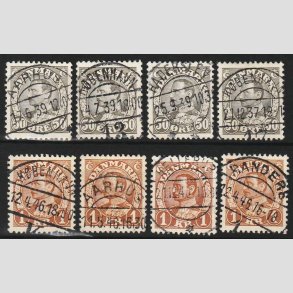 FRIM�RKER DANMARK | 1934 - AFA 209+211 - Chr. X 50 �re + 1 kr. 8 stk. - Lux Stemplet