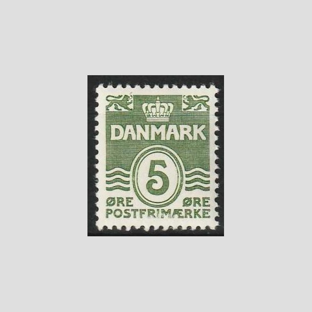 FRIM�RKER DANMARK | 1937-38 - AFA 234 - B�lgelinie 5 �re gr�gr�n - Postfrisk