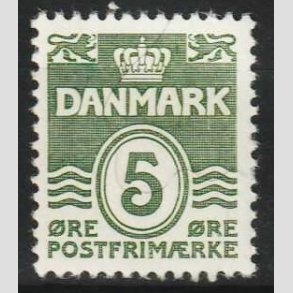 FRIM�RKER DANMARK | 1937-38 - AFA 234 - B�lgelinie 5 �re gr�gr�n - Postfrisk