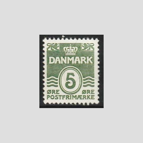 FRIM�RKER DANMARK | 1937-38 - AFA 234 - B�lgelinie 5 �re gr�gr�n - Postfrisk