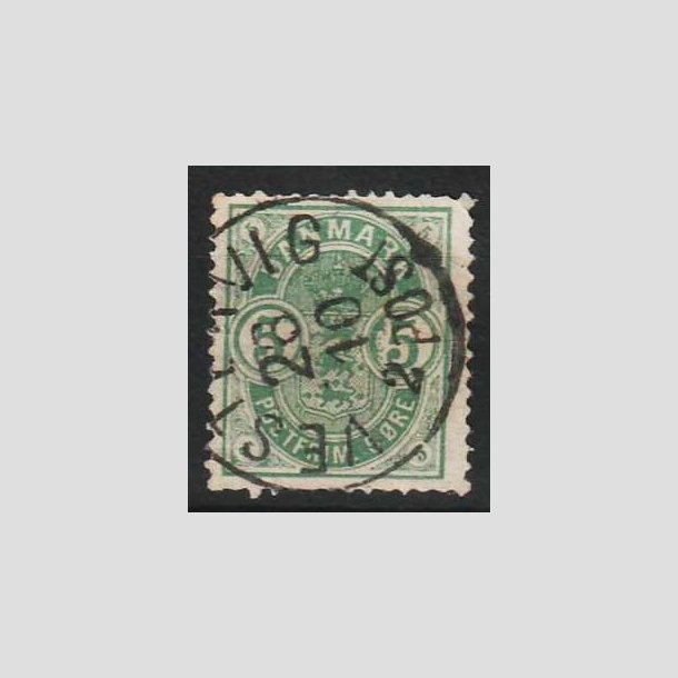 FRIM�RKER DANMARK | 1882 - AFA 32 - 5 �re gr�n "Sm� hj�rnetal" - Stemplet 