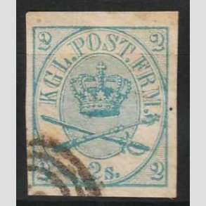 FRIM�RKER DANMARK | 1864-70 - AFA 11 - 2 Skilling bl� UTAKKET - Krone Scepter - Stemplet
