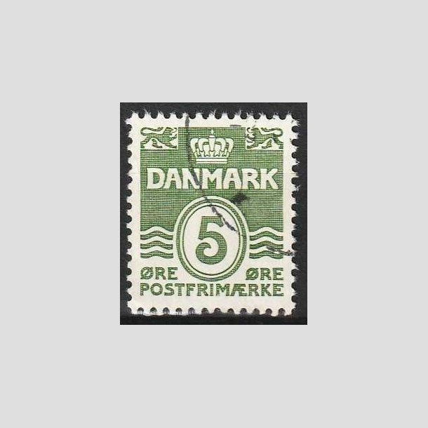 FRIM�RKER DANMARK | 1937-38 - AFA 234 - B�lgelinie 5 �re gr�gr�n - P�nt Stemplet
