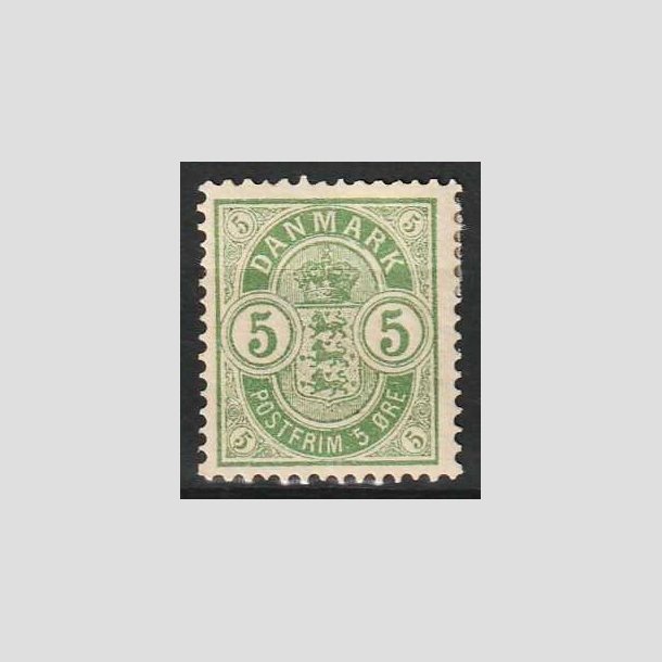 FRIM�RKER DANMARK | 1884-85 - AFA 34 - V�bentype - 5 �re gr�n - Ubrugt