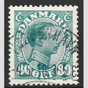 FRIM�RKER DANMARK | 1915 - AFA 84 - Chr. X 80 �re bl�gr�n - Stemplet