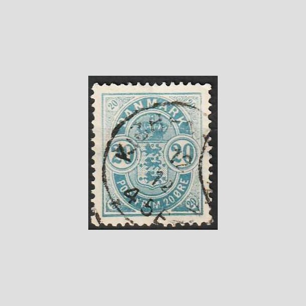 FRIM�RKER DANMARK | 1882 - AFA 33 - 20 �re bl� "Sm� hj�rnetal" - Stemplet