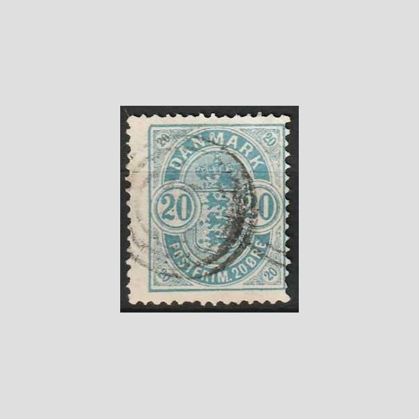 FRIM�RKER DANMARK | 1882 - AFA 33 - 20 �re bl� "Sm� hj�rnetal" - Stemplet