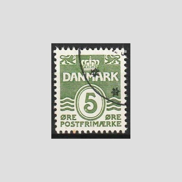 FRIM�RKER DANMARK | 1937-38 - AFA 234 - B�lgelinie 5 �re gr�gr�n - P�nt Stemplet