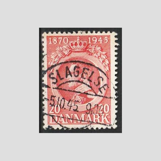 FRIM�RKER DANMARK | 1945 - AFA 291 - Chr. X 75 �r 20 �re r�d - Pragt Stemplet Slagelse