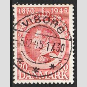FRIM�RKER DANMARK | 1945 - AFA 291 - Chr. X 75 �r 20 �re r�d - Pragt Stemplet Viborg