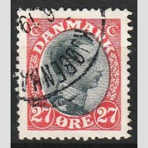 FRIM�RKER DANMARK | 1918-20 - AFA 102 - Chr. X 27 �re r�d/sort - Stemplet