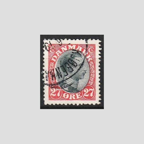 FRIM�RKER DANMARK | 1918-20 - AFA 102 - Chr. X 27 �re r�d/sort - Stemplet