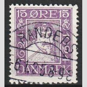 FRIM�RKER DANMARK | 1924 - AFA 137 - Postjubil�um 15 �re violet - Lux Stemplet Randers