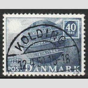 FRIM�RKER DANMARK | 1949 - AFA 316 - Verdenspostforeningen 75 �r - 40 �re - Pragt Stemplet