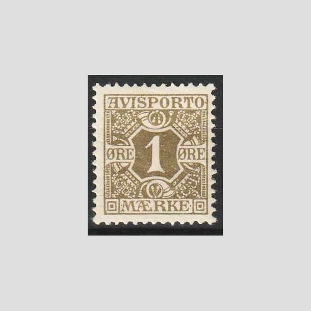 FRIM�RKER DANMARK | 1907 - AFA 1 - 1 �re oliven Avisporto - Postfrisk